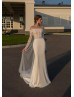 Off Shoulder Ivory Lace Satin Unique Wedding Dress Off Shoulder Ivory Lace Satin Unique Wedding Dress